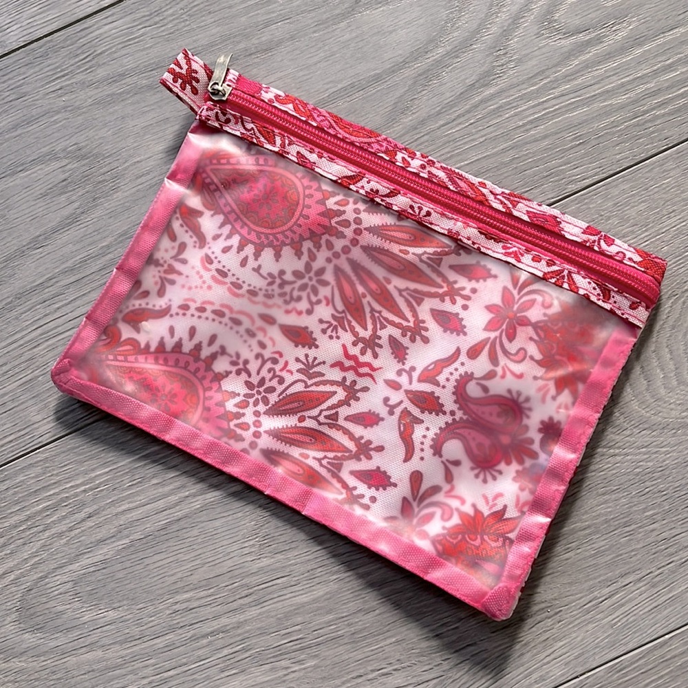 pink paisley makeup toiletries bag
